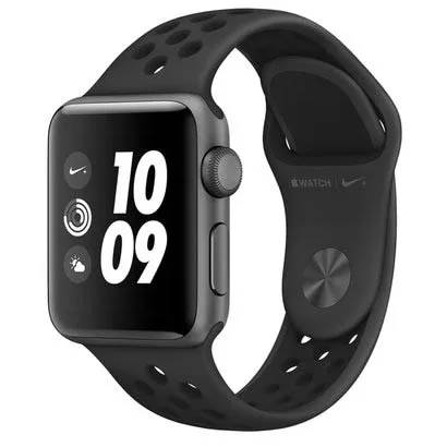 Apple Watch Nike+ Series 3, GPS, 38 mm, Alumínio Cinza Espacial, Pulseira Esportiva Nike Preto (MTF12BZ/A)