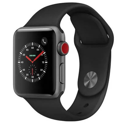 Apple Watch Series 3, Cellular + GPS, 38 mm, Alumínio Cinza Espacial, Pulseira Esportiva Preto (MTGP2BZ/A)