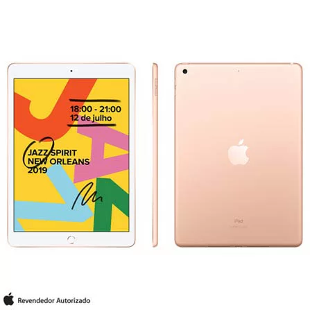 iPad 7ª Geração Dourado com Tela 10,2, Wi-Fi, iPadOS, Processador A10 Fusion e 32GB (MW762BZ/A)