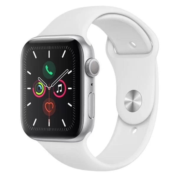 Apple Watch Series 5 GPS, 44 mm, Alumínio Prata, Pulseira Esportiva Branca e Fecho Clássico (MWVD2BZ/A)