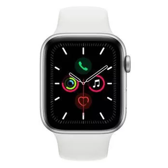 Apple Watch Series 5 Cellular + GPS, 44 mm, Alumínio Prata, Pulseira Esportiva Branco e Fecho Clássico (MWWC2BZ/A)