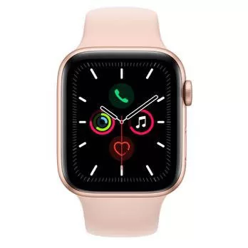 Apple Watch Series 5 Cellular + GPS, 44 mm, Alumínio Dourado, Pulseira Esportiva Areia Rosa e Fecho Clássico (MWWD2BZ/A)