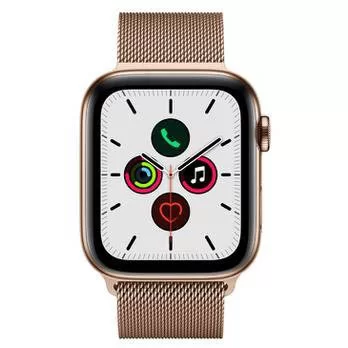Apple Watch Series 5 Cellular + GPS, 44 mm, Aço Inoxidável Dourado, Pulseira de Aço Inoxidável Dourado e Fecho Magnético (MWWJ2BZ/A)