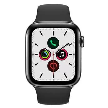 Apple Watch Series 5 Cellular + GPS, 44 mm, Aço Inoxidável Cinza Espacial, Pulseira Esportiva Preto e Fecho Clássico (MWWK2BZ/A)