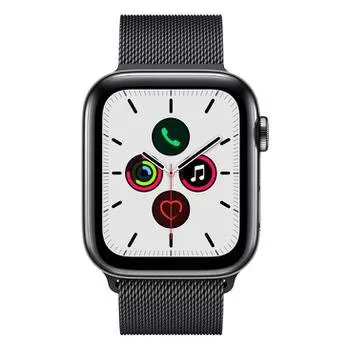 Apple Watch Series 5 Cellular + GPS, 44 mm, Aço Inoxidável Cinza Espacial, Pulseira de Aço Inoxidável Preto e Fecho Magnético (MWWL2BZ/A)