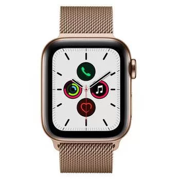 Apple Watch Series 5 Cellular + GPS, 40 mm, Aço Inoxidável Dourado, Pulseira de Aço Inoxidável Dourado e Fecho Magnético (MWX72BZ/A)