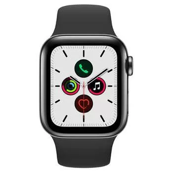 Apple Watch Series 5 Cellular + GPS, 40 mm, Aço Inoxidável Cinza Espacial, Pulseira Esportiva Preto e Fecho Clássico (MWX82BZ/A)