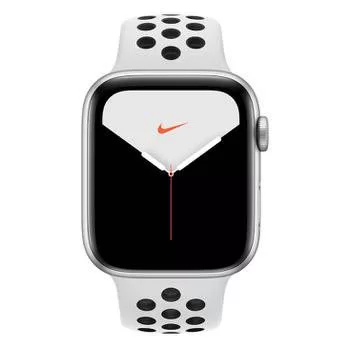 Apple Watch Nike+ Series 5 Cellular + GPS, 44 mm, Alumínio Prata, Esportiva Nike Preto / Cinza e Fecho Clássico (MX3E2BZ/A)