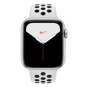 Apple Watch Nike+ Series 5 GPS, 44 mm, Alumínio Prata, Esportiva Nike Preto / Cinza e Fecho Clássico (MX3V2BZ/A)